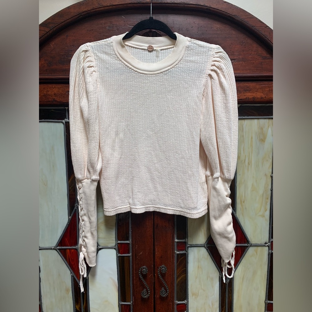 Chic Cream Long Sleeve Women's Top